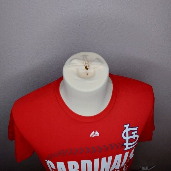 Majestic St Louis Cardinals Baseball T-shirt Large Red Cotton Short Sleeve Crew - Picture 9 of 12